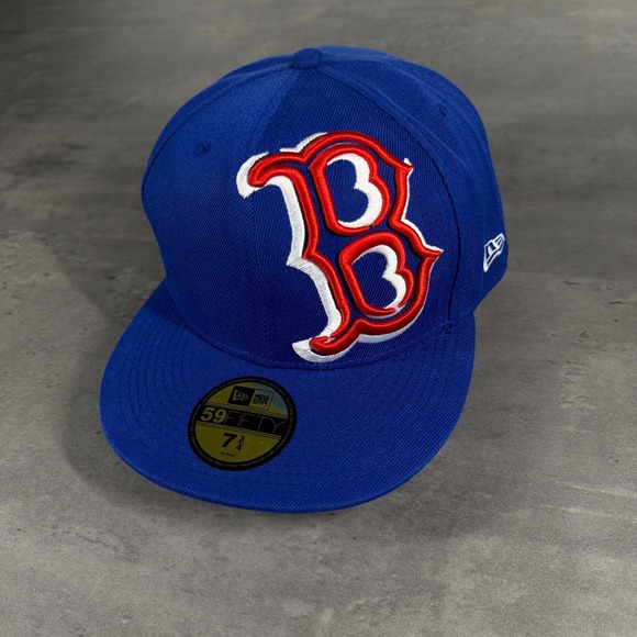 Vintage Boston Red Sox Hat New Era Cap 7 3/4 Wool Y2K Era Jumbo Patch Logo Royal